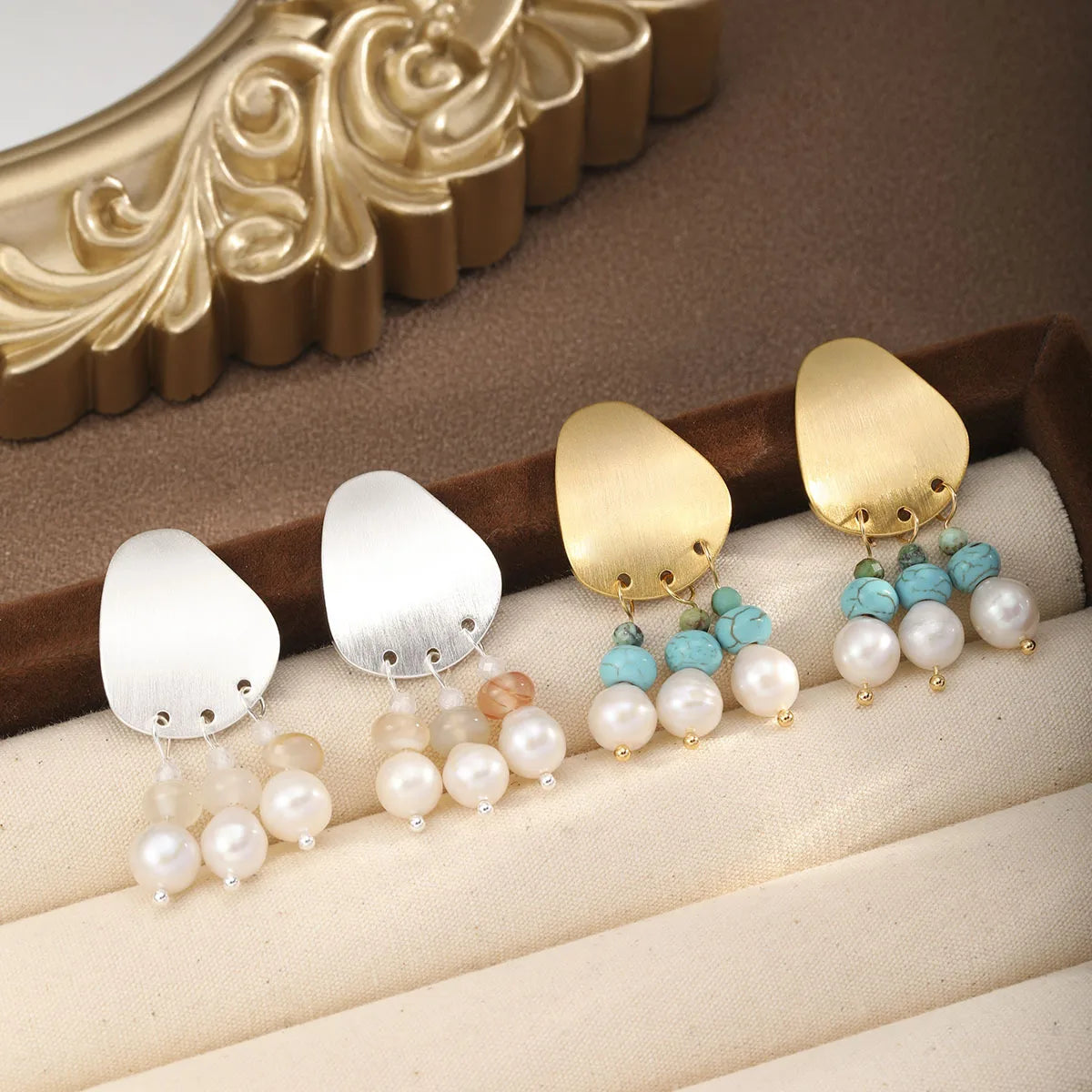 Fashion Trendy Elegany Pearl Drop Earrings for Girls Chinese Style Copper 18K Glod Plated Jewelry for Women Ladies Wholesale