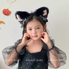 Halloween Black Cat Headband for Kids Cute Kitten Hairband Children Costume Party Hair Accessories Spooky Fun Trick or Treat
