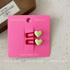 Cute Chic Simple Snap Hair Clips 5cm Heart-Shaped Candy Colors Baby Girls' Fashion Accessories Alloy Material for Party