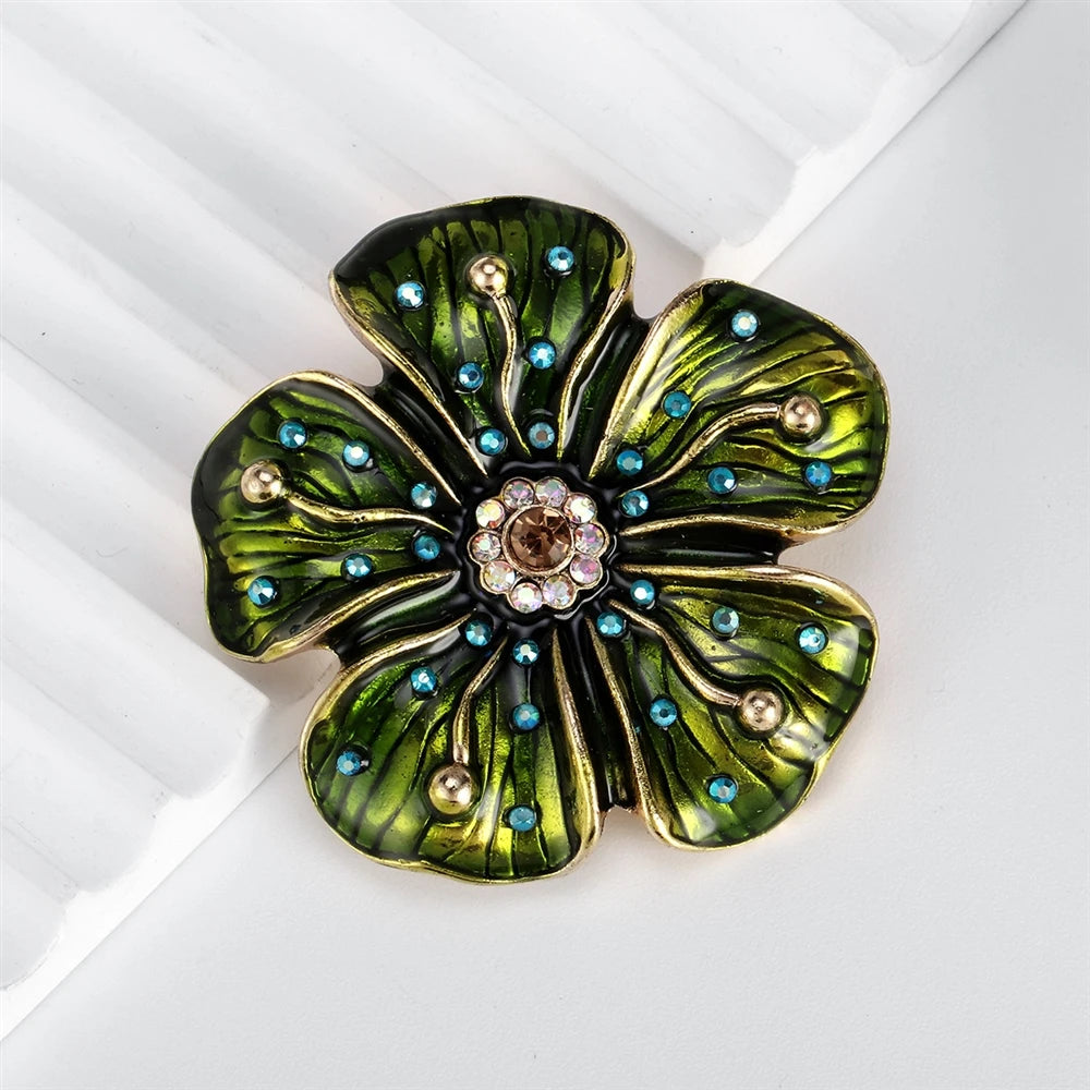 Fashion Glitter Loustrous Vintage Elegant Brooches for Girls Elegant Flowers Pins Jewelry for Women Ladies Accessories Floral