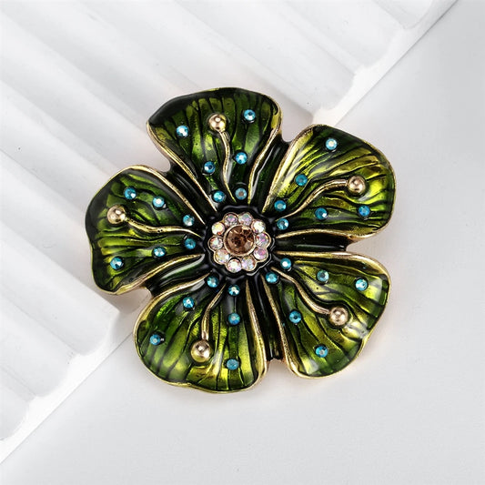 Fashion Glitter Loustrous Vintage Elegant Brooches for Girls Elegant Flowers Pins Jewelry for Women Ladies Accessories Floral