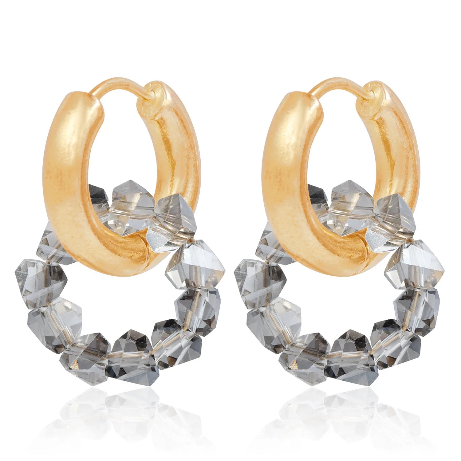 Fashion Rhinestone Hoop Earrings for Girls Sweet Elegant Insta Style Glamorous Dainty Jewelry for Women Ladies Accessories