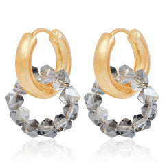 Fashion Rhinestone Hoop Earrings for Girls Sweet Elegant Insta Style Glamorous Dainty Jewelry for Women Ladies Accessories