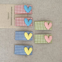 Kids Grid Heart Decorative Rectangle Snap Clips Fashion Sweet New Design in Stock Hairpins Accessory for Children Daily Causal