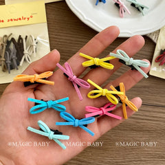 Wholesale 5cm Kids Hairpins Candy-Colored Bowknot Alligator Clips Fashionable Alloy Fabric Sweet Cute Accessories for Parties