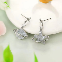 Sweet Trendy Bowknot Dainty Drop Earrings for Girls Elegant Butterfly Imitation Pearl Jewelry for Women Ladies Accessories Chic