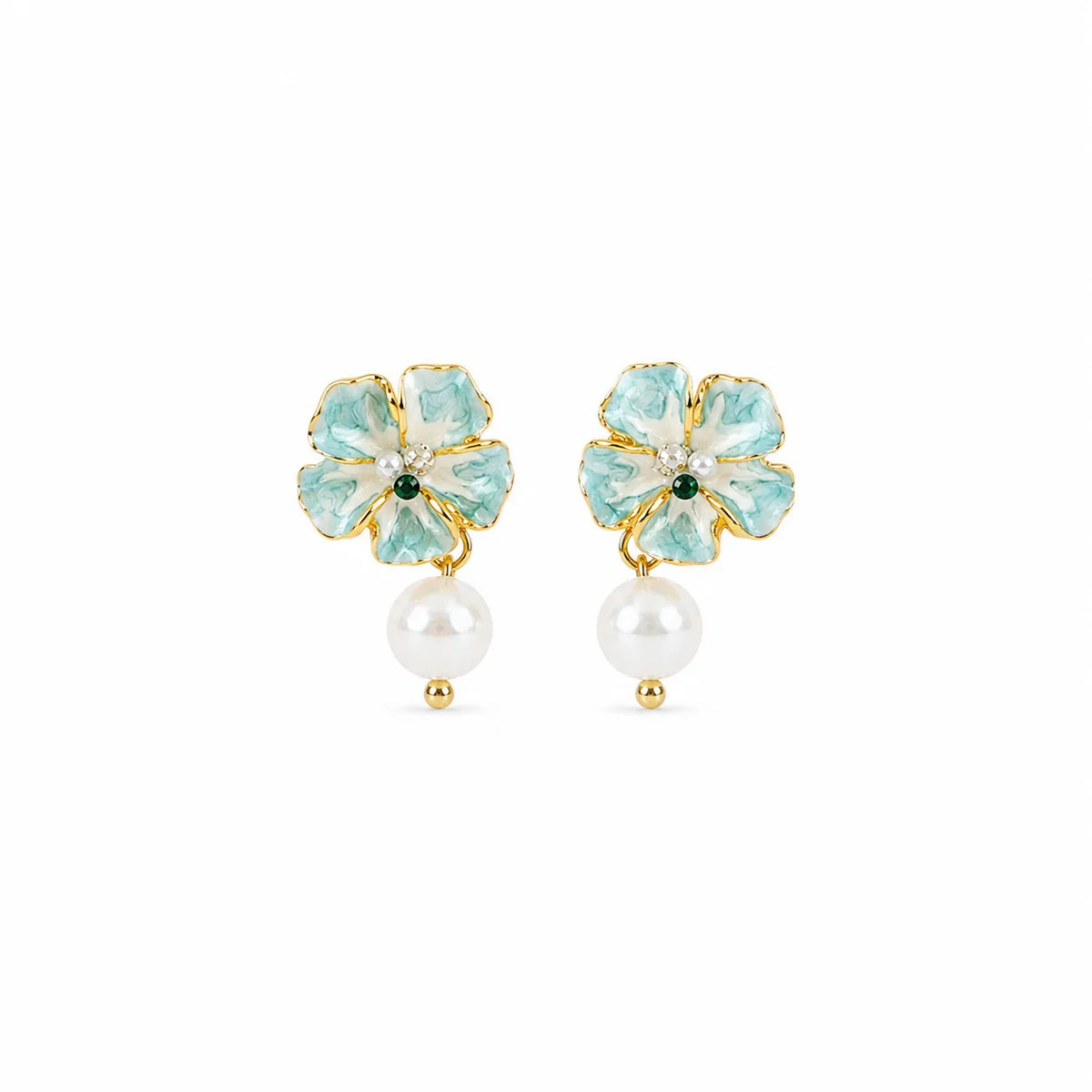 Fashion Flower Freshwater Pearl Drop Earrings for Girls 18K Gold Plated Jewelry for Women Ladies Wholesale China Factory Bulk