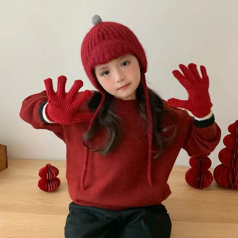 Solid Color Festival Fashion Gloves Hair Band for Baby Girls Cute Sweet Head Band Hat for Kids Children Hair Accessories Chic