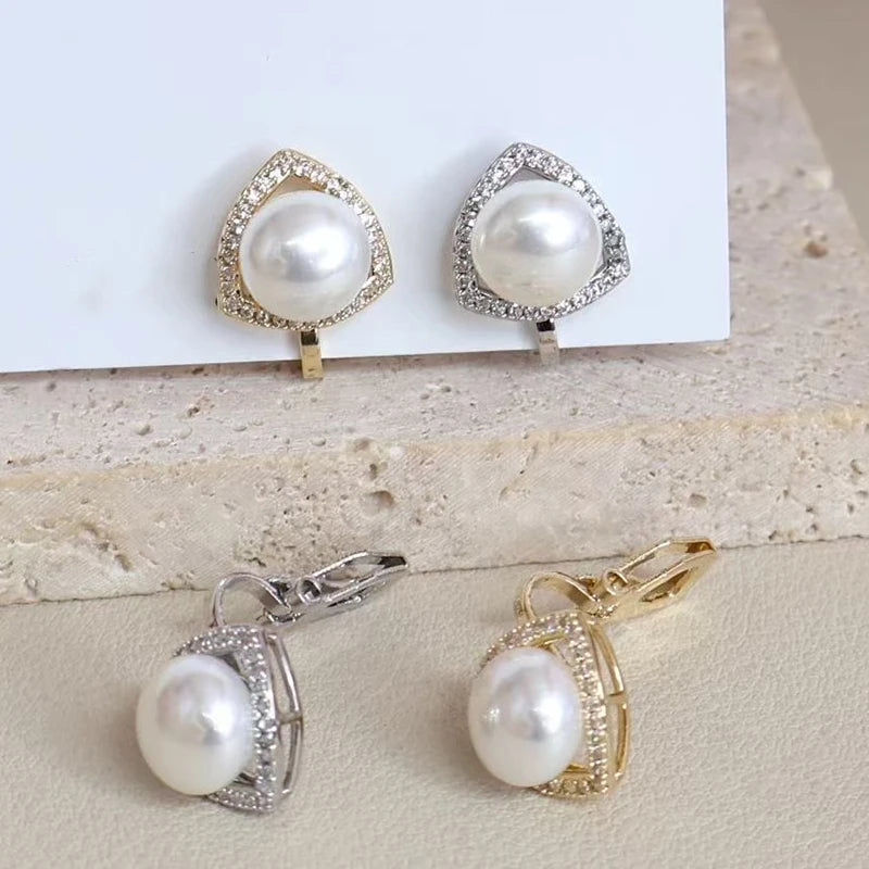 Fashion Imitation Pearl Glitter Glamorous Dainy Clip on Earrings for Girls Butterfly Elegant Jewelry for Women Lady Accessories