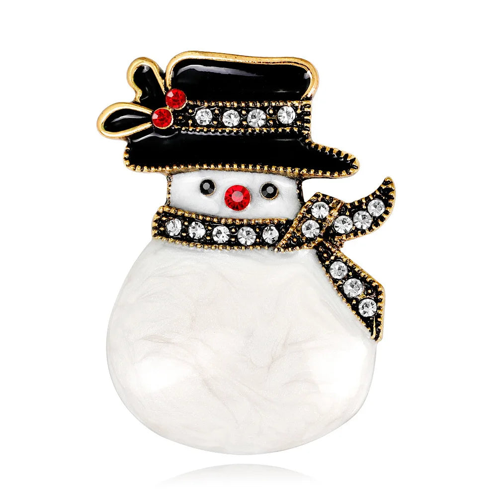 Fashion Simple Rhinestone Glitter Snowman Sweet Brooches for Girls Trendy Minimaliatic Pins Jewelry for Women Ladies Accessories