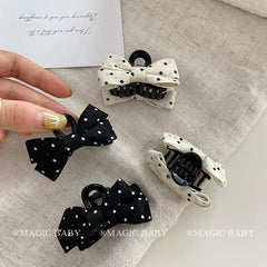 Classic Elegant Bowknot Polka Dot Mini Hair Claw Clips for Baby Girls Graceful Fashion Hair Accessories for Kids Children Teens