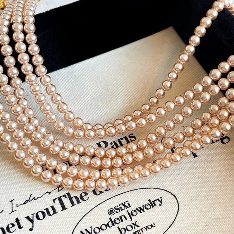 Ladies Flower Rhinestone 18k Gold-plated Freshwater Pearl Hand-Painted Drip Glaze Factory Price in Stock  Pendant Necklace