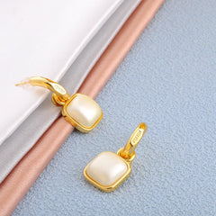 French-style Sweet Earrings Women Square Imitation Pearl Ear Studs Fashionable Simple and High-end Elegant Versatile Earrings