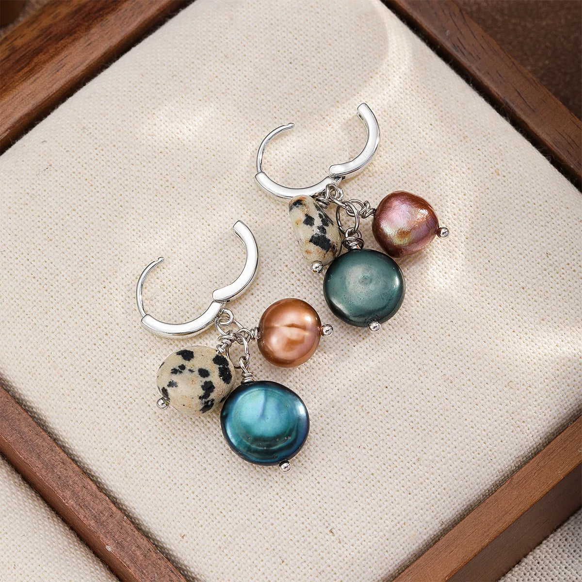 Female Freshwater Pearl Copper Plated Palladium White K Spotted Beads Earring Fashion Elegant Factory Price in Stock Jewelry
