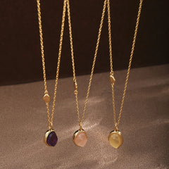 Fashion Natural Stone Pendent 18K Gold Plated Necklaces for Girls Elegant Simple Jewelry for Women Ladies Wholesale Bulk