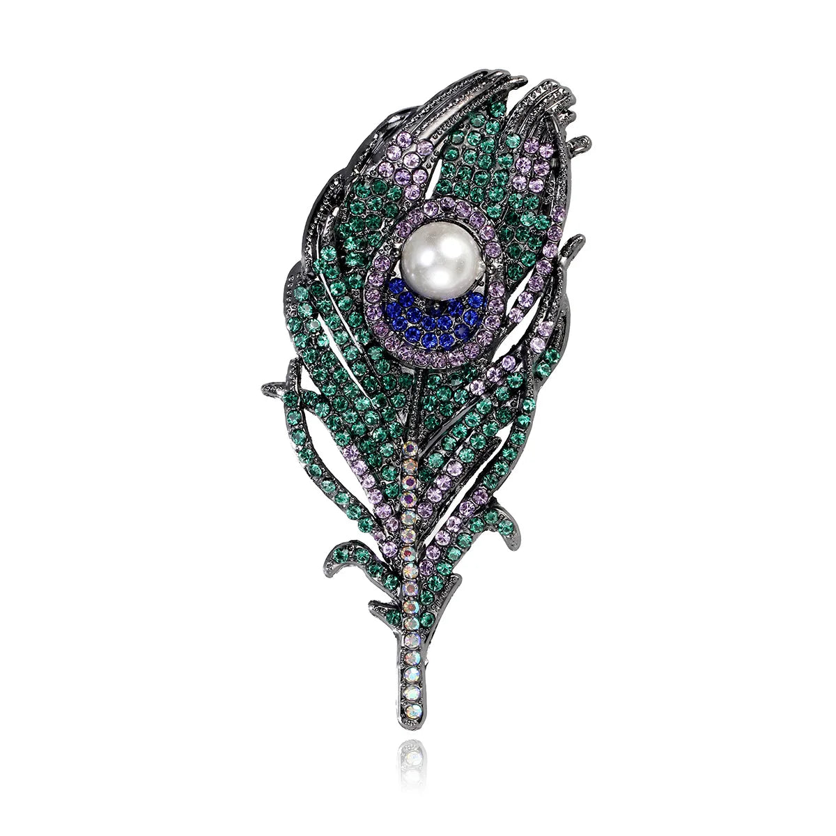 Fashionable Glitter Sparking Rhinestone Feather Elegant Brooches for Girls Vintage Pins Jewelry for Women Ladies Accessories