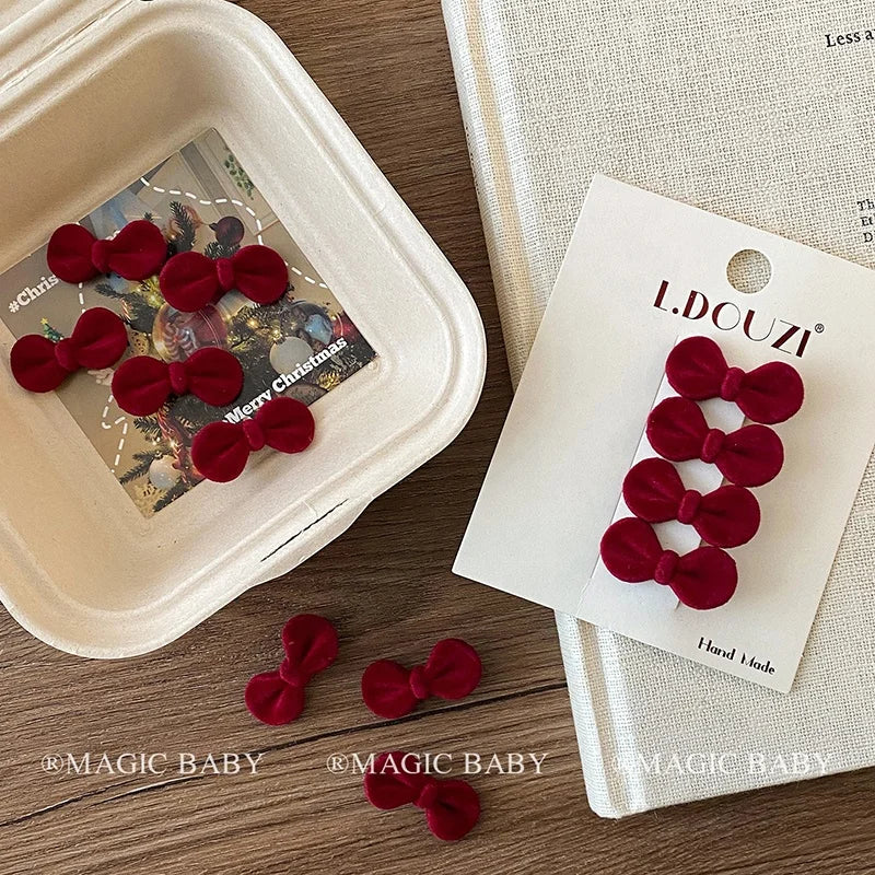 Fashion New Year Velvet Bowknot Hair Clips for Baby Girls Chic Classic Alligators for Kids Children Hair Accessories in Stock