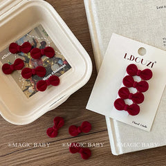 Fashion New Year Velvet Bowknot Hair Clips for Baby Girls Chic Classic Alligators for Kids Children Hair Accessories in Stock