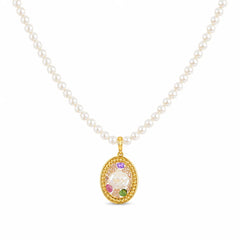 Female S925 Silver Freshwater Pearl 18k Gold-plated Flower Hand-Painted Graffiti Drip Glaze Necklace Earring in Stock Jewelry
