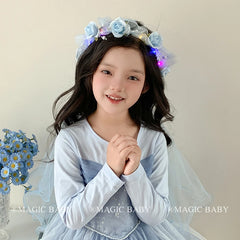Cute Sweet Flower Tulle Bowknot Headband Glitter Imitation Pearl Hair Band Accessory for Baby Girls and Kids