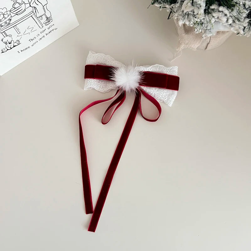 Sweet Ribbon Bowknot Cute Hair Clips for Girls Elegant Graceful Kawaii Alligators for Women Ladies Hair Accessories in Stock