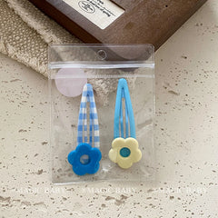 Minimalistic Plaid Flower Snap Hair Clips for Baby Girls Cute Sweet Kids Hair Accessories Made of Alloy Stock