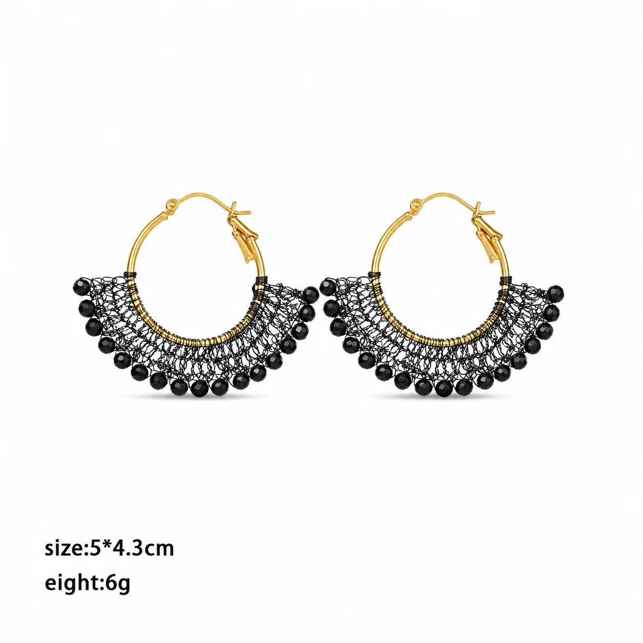 Female Vintage Elegant Zircon Natural Stone Copper Wire Hoop Earring Mixed Order Accepted in Stock Jewelry for Women Party Use