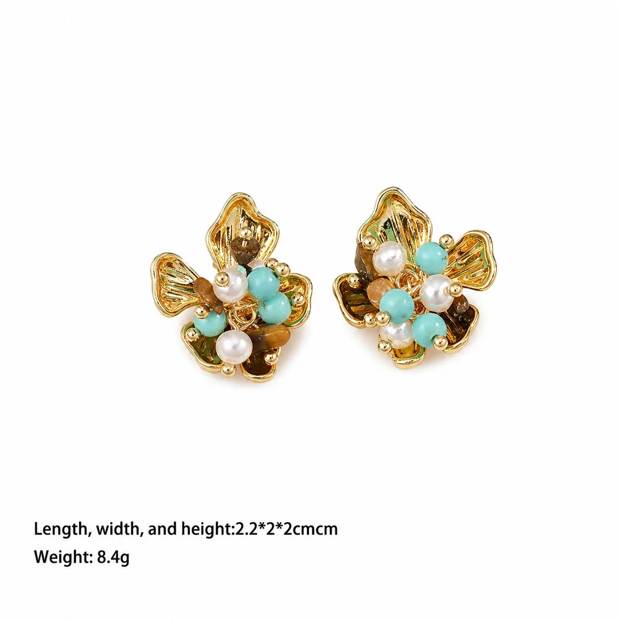 Fashion Turquoise Tiger Eye Stone S925 Silver Stud Earrings for Girls Sweet Copper Jewelry for Women Ladies Wholesale Bulk
