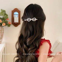 Fashion Chic Imitation Pearl Glitter Hair Clips for Girls Lustrous Stylish Barrette for Women Ladies Hair Accessories in Stock