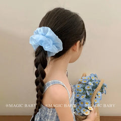 Fashion Solid Color Lustrous Scrunchies for Baby Girls Cute Sweet Elegant Graceful Hair Ties for Kids Children Hair Accessories