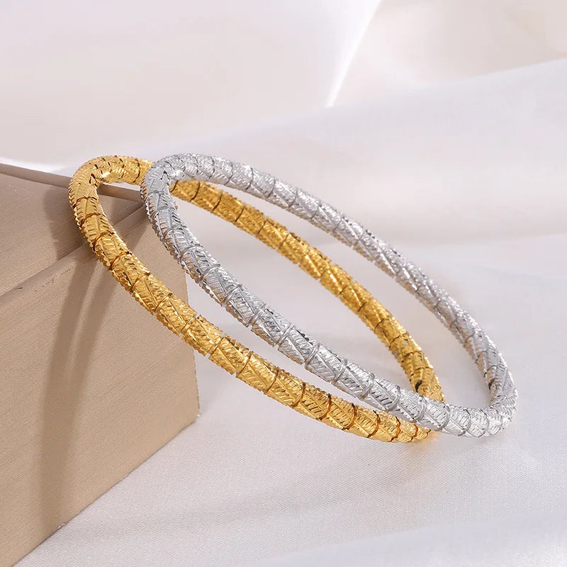 Fashion Design Glitter Bead Bangles Stainless Steel Jewelry for Women Accessories Minimalist Vintage Trendy Bracelets Wholesale