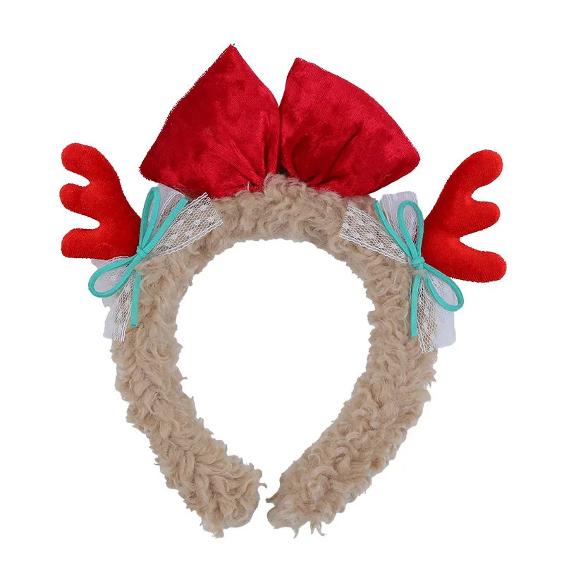 2025 Christmas Bowknot Deer Head Band for Baby Girls Cute Sweet Festive Hair Band for Kids Children Hair Accessories in Stock