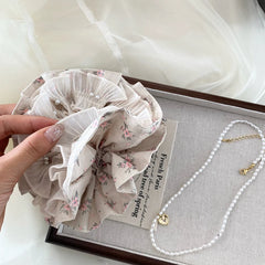 Hot Sale Imitation Pearl Flower Large Scrunchies Fashion Elegant Multibulk Direct Sale in Stock Hair Ties for Women Daily Office