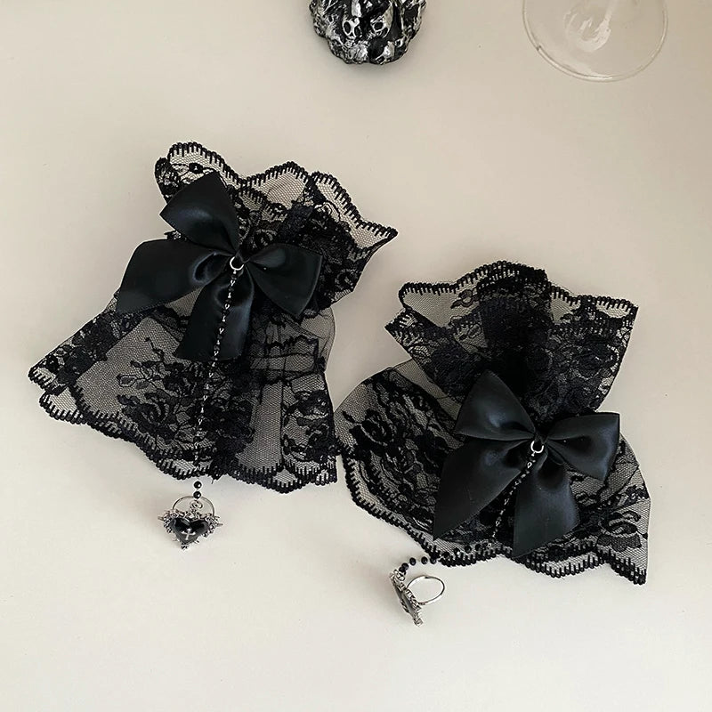 Women Hot Sale New Design Solid Colored Halloween Festival Celebration Bowknot Fashion Elegant in Stock Glove Necklace Accessory