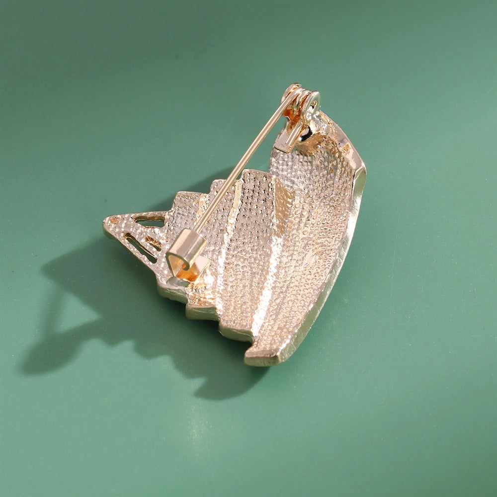 Fashion Rhinestone Boat Elegant Trendy Sweet Brooches for Girls Stylish Trendy Pins Jewelry for Women Ladies Accessories Chic