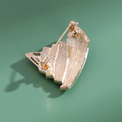 Fashion Rhinestone Boat Elegant Trendy Sweet Brooches for Girls Stylish Trendy Pins Jewelry for Women Ladies Accessories Chic