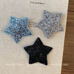 Simple Star Glitter Hair Clip for Girls Cute Sweet Fashion Trendy Minimalistic Snap Clips for Women Ladies Hair Accessories