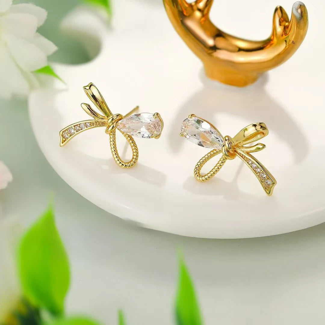 Ladies Hot Sale Heart Bow Shape Mini Stud Shape Fashion Elegant Chic Simple High Quality Bulk Jewelry Accessory for Women Daily