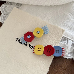 2025 New Design Acrylic Button Multicolor Small Alligator Clips Fashion Beauty Wholesale Stock Hairpins Accessories Kids Carton