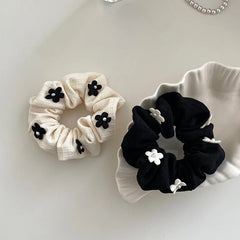 Classic Simple Solid Color Flower Scrunchies Elegant Chic Hair Clips for Girls and Women Sweet Stock Hair Accessories for Kids