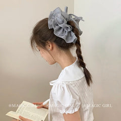 Classic Fashion Stripe Ribbon Bowknot Scrunchies for Girls Trendy Chic Hair Ties for Women Ladies Hair Accessories in Stock