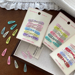 Kids Multicolor Heart Flower Printed Snap Clips Sweet Fashion Cute Wholesale in Stock Hairpins Accessories for Children Daily