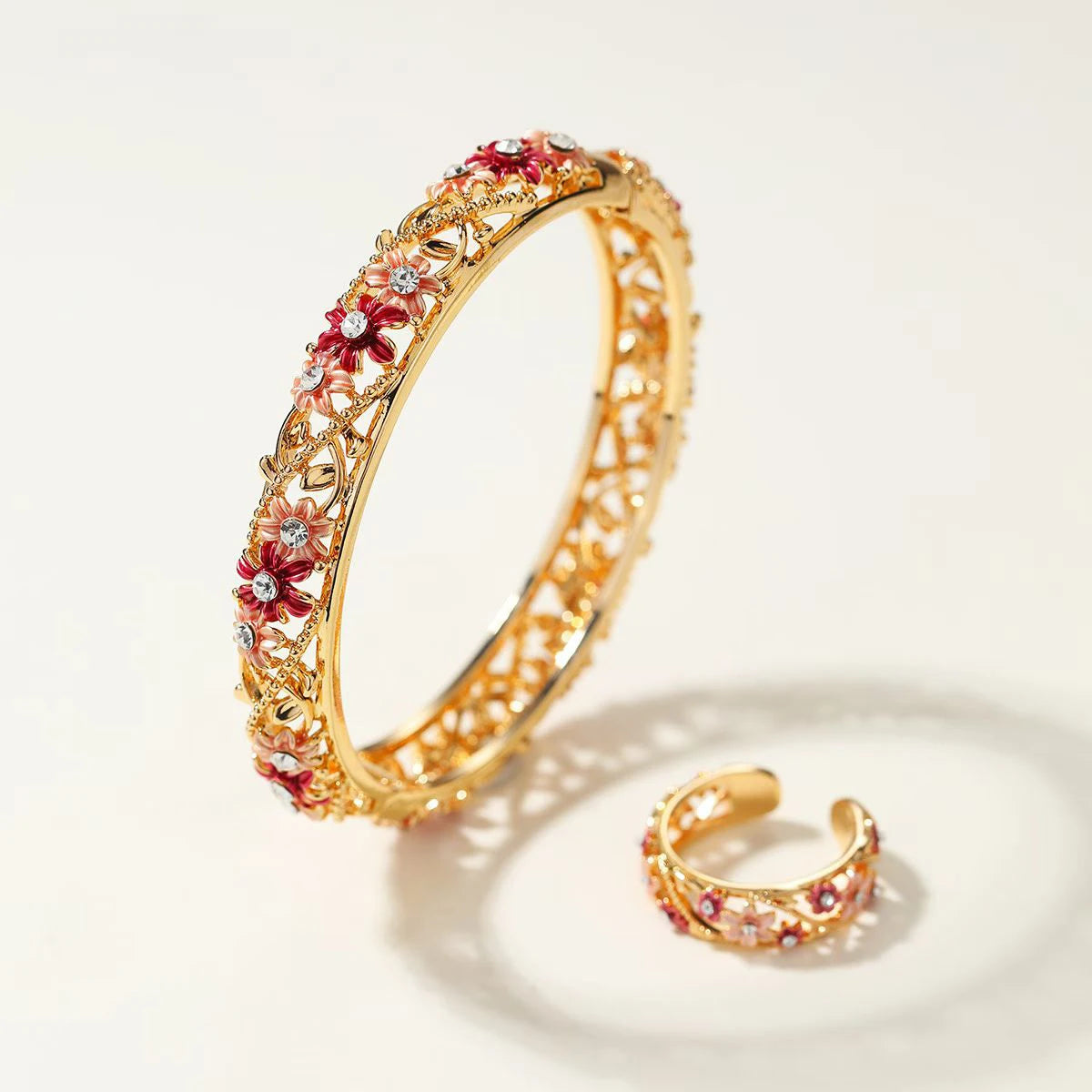 Luxury Dainty Bold Fashion Trendy Bangles Elegant Rings for Girls Graceful Stylish Jewelry Sets for Women Ladies Accessories