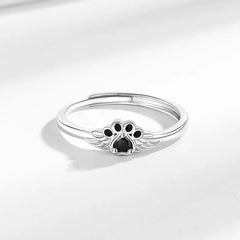 Cute Black Paw Rings Korean Style Personalized Opening Adjustable Small Animal Ring Women Fashion Dainty Accessories Wholesale