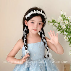Girly Aesthetic Chic White Elegant Ponytail Holder Headbands Ribbon Tulle Beauty in Stock Hairbands Accessories for Kids Daily