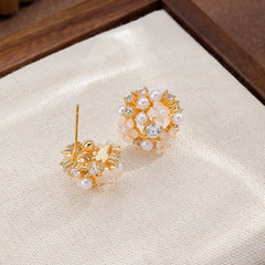 Female Ball Shape Pearl Stud Earring Factory Price Low MOQ in Stock Elegant Trendy Dainty Charms Jewelry for Women Causal Party