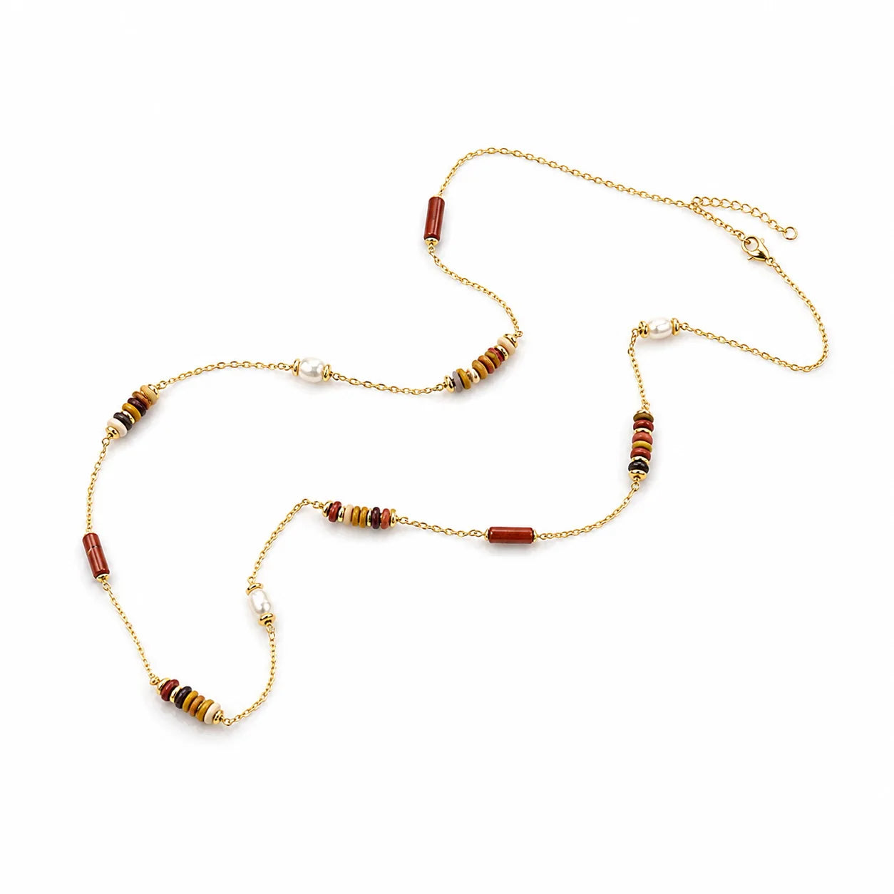 Ladies Freshwater Pearl 18k Gold-plated Red Chain Necklace Elegant Vintage Fashion Charms Factory Price in Stock Daily Jewelry