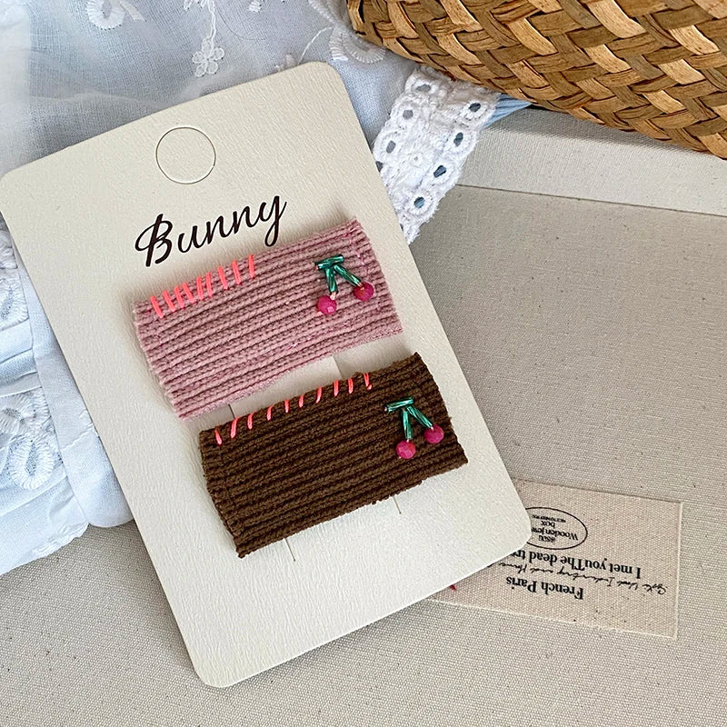 Fashion Elegant Vintage Cherry Hair Clips for Baby Girls Fruits Square Snap Clips for Kids Children Hair Accessories in Stock