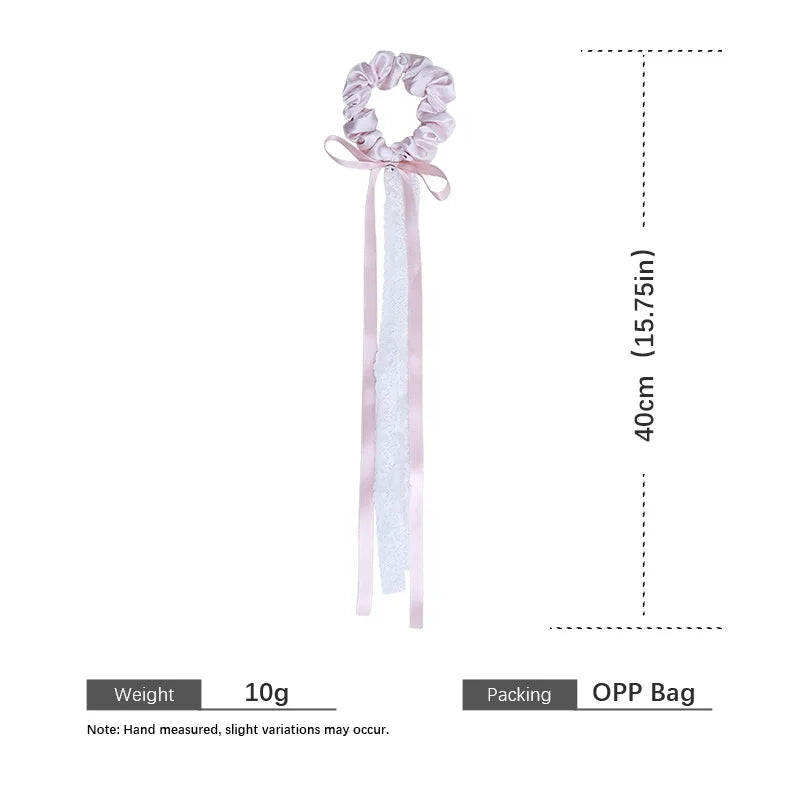 Fashion Ribbon Bowknot Scrunchies for Girls Sweet Elegant Trendy Hair Ties for Women Ladies Hair Accessories Female Chic