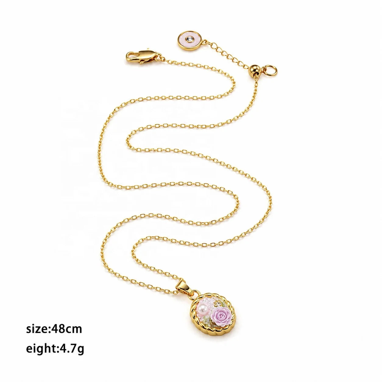 Female Hand-Painted Drip Glaze 18k Gold-plated Freshwater Pearl Flower Chain Necklace in Stock Bulk Jewelry for Women Daily Use